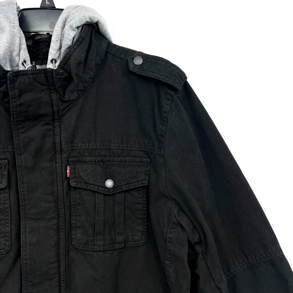Levi's Mens Sherpa Lined Trucker Jacket Large Black Two Pocket Hooded NWT - Picture 6 of 12